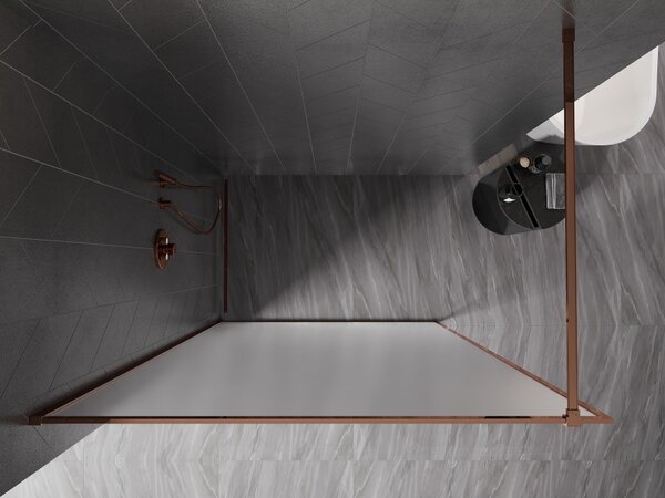 Mexen, Mexen Kioto-XF zuhanyfal kerettel 50 x 202 cm, matt 10 mm, rozéarany - 800-050-104-60-30-X