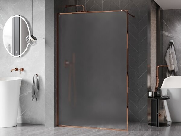 Mexen, Mexen Kioto-XF zuhanyfal kerettel 50 x 202 cm, matt 10 mm, rozéarany - 800-050-104-60-30-X