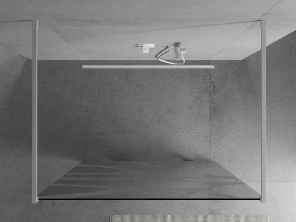 Mexen Kioto, átmenő zuhany paraván 100 x 200 cm, 8mm üveg tiszta / fehér mintás, 2x fehér stabilizáló távtartó, 800-100-002-20-97