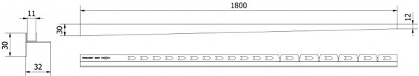 Mexen Line-B üvegcsík 180 cm jobbos, matt fekete, 187004180R