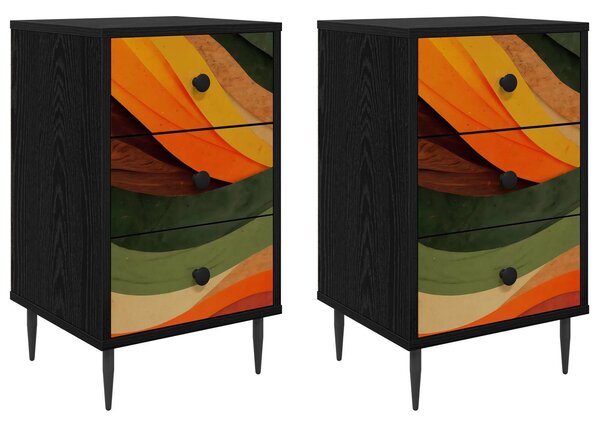 VidaXL Éjjeliszekrény BONN 2 db Fekete Tölgy 36 x 33 x 61 cm