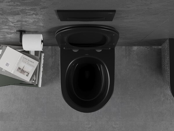 Mexen Lena, függő wc csésze 480x360x355 mm lassan süllyedő ülőfelülettel, matt fekete - ezüst mintás, 30224072