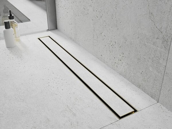 Mexen Lapos rozsdamentes acél zuhanyfolyó 50 cm (2in1) - M13 minta, arany, 1510050-15