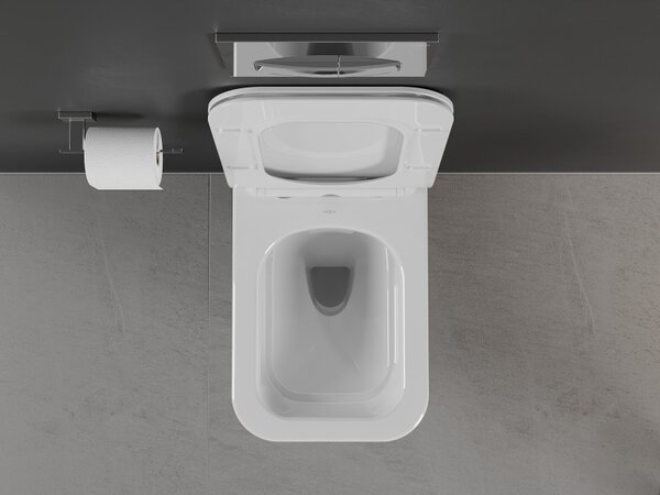 Mexen Cube Rimless WC csésze lassan záródó slim tetővel, duroplast, fényes fehér - 30924000