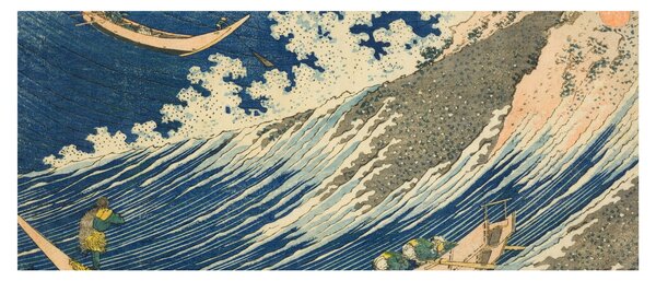 Kép - Katsushika Hokusai, Fishing Boats at Choshi in Shimosa (Soshu Choshi) , reprodukciók (120x50 cm)