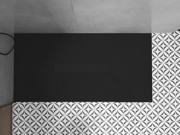 Mexen Toro, SMC téglalap alakú zuhanytálca 170 x 70 cm, fekete, fekete huzat, 43707017-B
