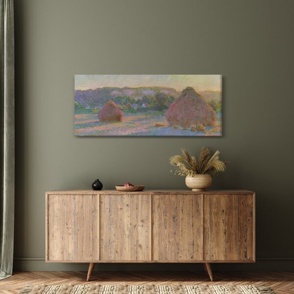 Kép - Claude Monet, Stacks of Wheat (End of Summer) , reprodukciók (120x50 cm)