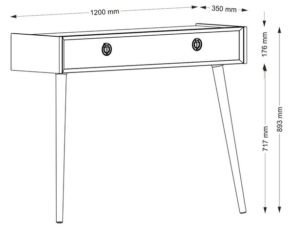 Nappali/Hálószoba Dekorációs Asztal, UnicUtil Luxus Kiadás, 120x35x89 cm, Fehér Diófa