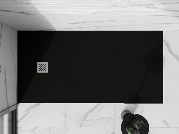 Mexen Stone+, téglalap alakú kád ásványi kompozitból 160 x 70 cm, fekete matt, 44707016