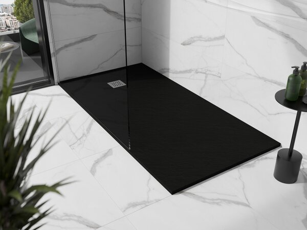 Mexen Stone+, téglalap alakú kád ásványi kompozitból 160 x 70 cm, fekete matt, 44707016