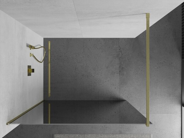 Mexen Kioto, Walk-In zuhany paraván 90 x 200 cm, 8 mm tükörmintás üveg, arany matt profil, 800-090-101-55-50