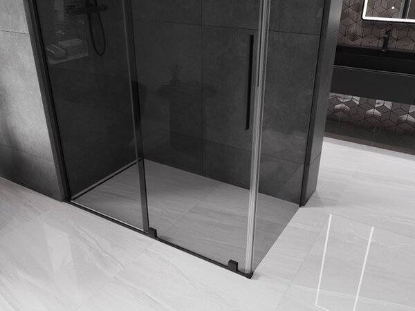 Mexen Velar, tolóajtós zuhanykabin 150 x 80 cm, 8mm szürke üveg, fekete matt, 871-150-080-41-70