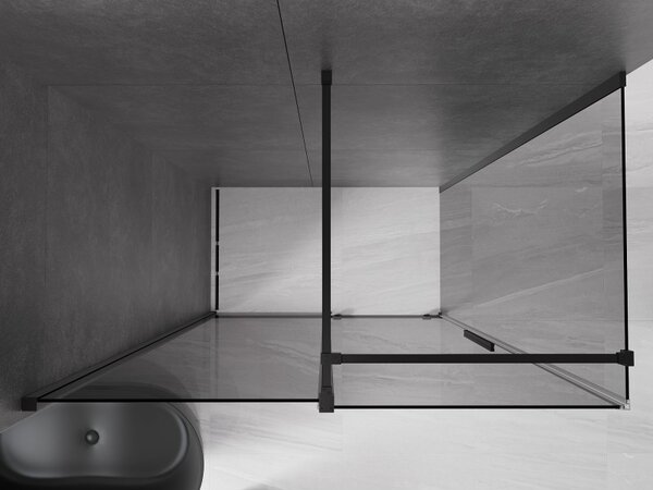Mexen Velar, tolóajtós zuhanykabin 150 x 80 cm, 8mm szürke üveg, fekete matt, 871-150-080-41-70