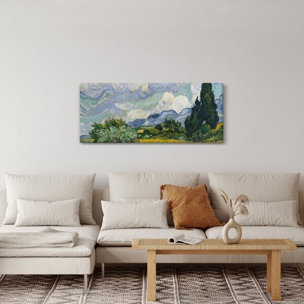 Kép - Vincent van Gogh, Wheat Field with Cypresses, reprodukciók (120x50 cm)