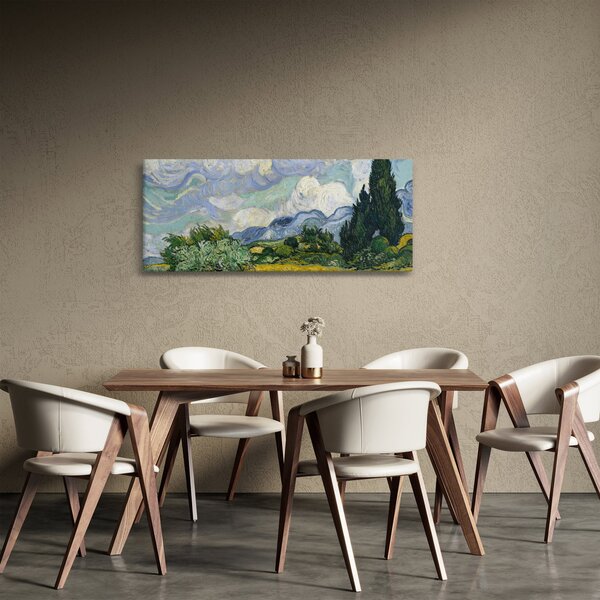 Kép - Vincent van Gogh, Wheat Field with Cypresses, reprodukciók (120x50 cm)