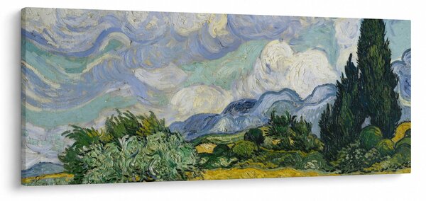 Kép - Vincent van Gogh, Wheat Field with Cypresses, reprodukciók (120x50 cm)