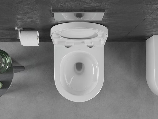 Mexen Sofia, falra akasztható wc csésze 490x360x355 mm, Perem nélküli Tornado + duroplast wc ülőke, fényes fehér, 30540200T