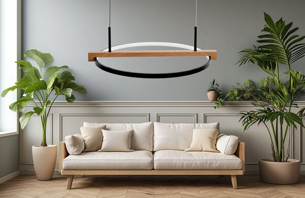 Toolight Szerszámlámpa, LED mennyezeti lámpa 60cm + távirányító APP1530-CP, fekete-barna, OSW-05660