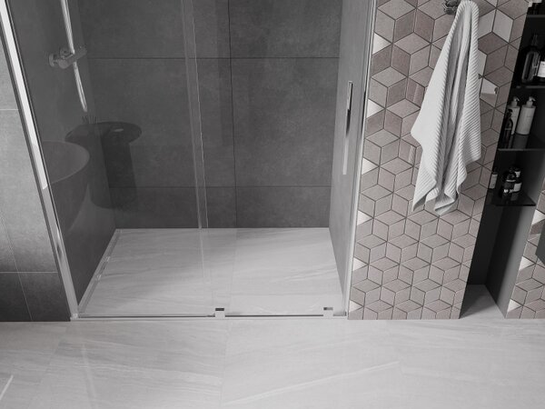 Mexen Velar, nyitható tolóajtó 130x200 cm, 8mm átlátszó üveg, króm profil, 871-130-000-01-01