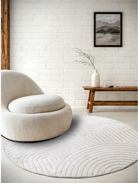 Fehér kerek szőnyeg ø 160 cm Panglao New York White – Elle Decoration