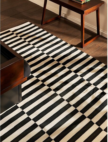 Fekete-fehér kétoldalas kézi szövésű gyapjú szőnyeg 200x300 cm Donna – Hanse Home