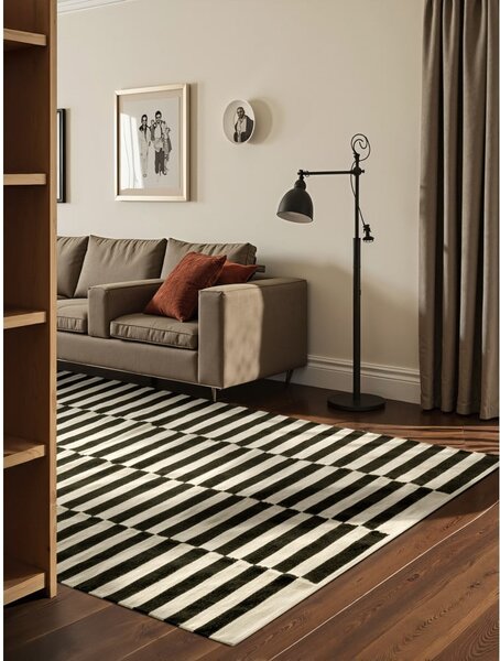 Fekete-fehér kétoldalas kézi szövésű gyapjú szőnyeg 200x300 cm Donna – Hanse Home