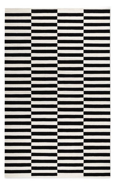 Fekete-fehér kétoldalas kézi szövésű gyapjú szőnyeg 200x300 cm Donna – Hanse Home
