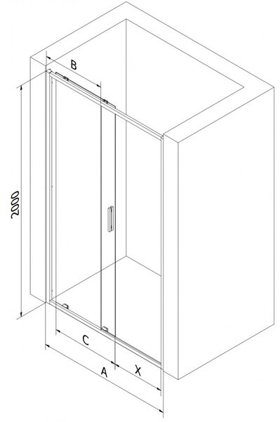 Mexen Exo, nyitható tolóajtó 130x200 cm, 6mm átlátszó üveg, króm profil, 8151-130-000-01-00