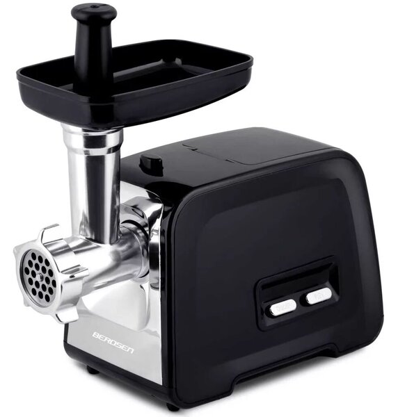 Berdsen BD-601A húsdaráló, 450/1200 W, ezüst/fekete, rozsdamentes acél kés és tárcsa, visszaforgató funkció, csúszásmentes talp