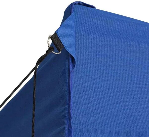 Összecsukható kerti pavilon, 2,9 × 2,9 m, kék színben, oldalfalakkal és hordtáskával, fém vázzal, PVC és oxford anyagból, 3,2 m teljes magassággal, stabil és könnyen felállítható szerkezettel, kültéri használatra