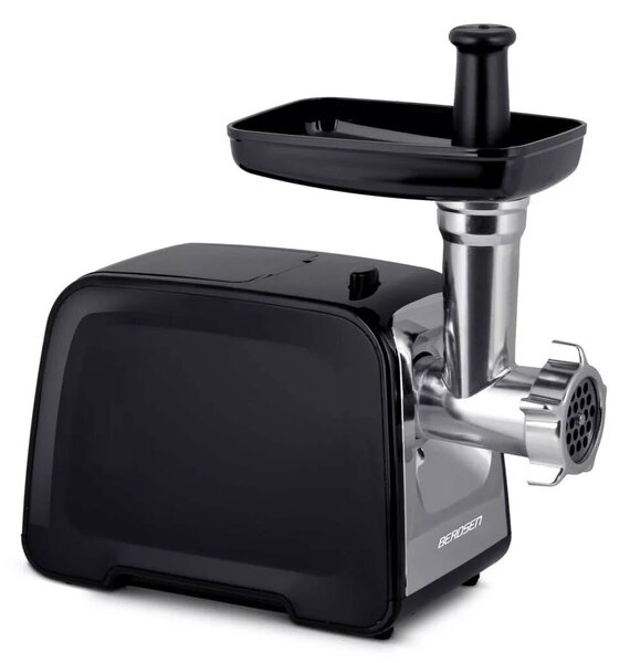 Berdsen BD-601A húsdaráló, 450/1200 W, ezüst/fekete, rozsdamentes acél kés és tárcsa, visszaforgató funkció, csúszásmentes talp