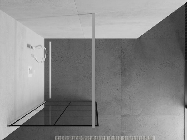 Mexen Kioto, Walk-In zuhany paraván 80 x 200 cm, 8mm üveg tiszta / fekete mintás, fehér profil, 800-080-101-20-77