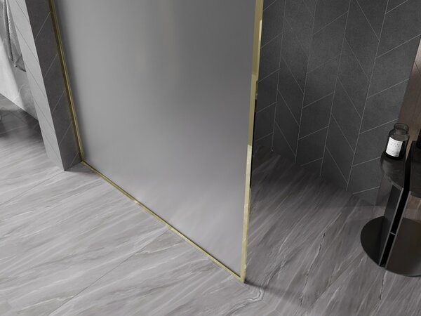 Mexen, Mexen Kioto-XF zuhanyfal kerettel 50 x 202 cm, matt 10 mm, arany - 800-050-104-50-30-X