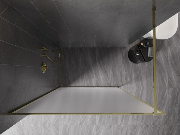 Mexen, Mexen Kioto-XF zuhanyfal kerettel 50 x 202 cm, matt 10 mm, arany - 800-050-104-50-30-X