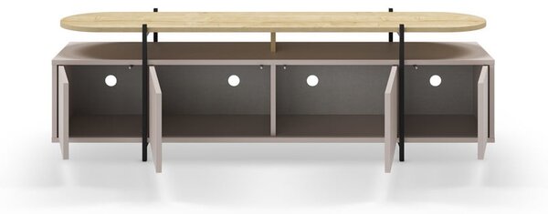 Szürke-bézs TV-állvány tölgyfa dekorral 160x48 cm Hinoa – Marckeric
