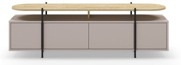 Szürke-bézs TV-állvány tölgyfa dekorral 160x48 cm Hinoa – Marckeric
