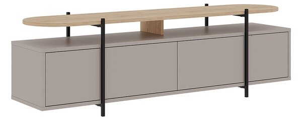 Szürke-bézs TV-állvány tölgyfa dekorral 160x48 cm Hinoa – Marckeric
