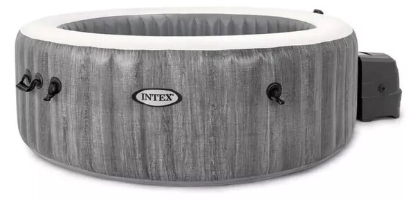INTEX PureSPA Greywood Deluxe jacuzzi, 4 személyes, kerek, D196 x 71 cm, szürke / fehér (28440)