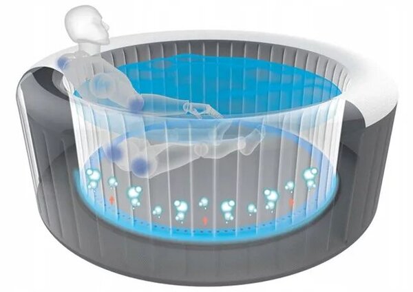 INTEX PureSPA Greywood Deluxe jacuzzi, 4 személyes, kerek, D196 x 71 cm, szürke / fehér (28440)
