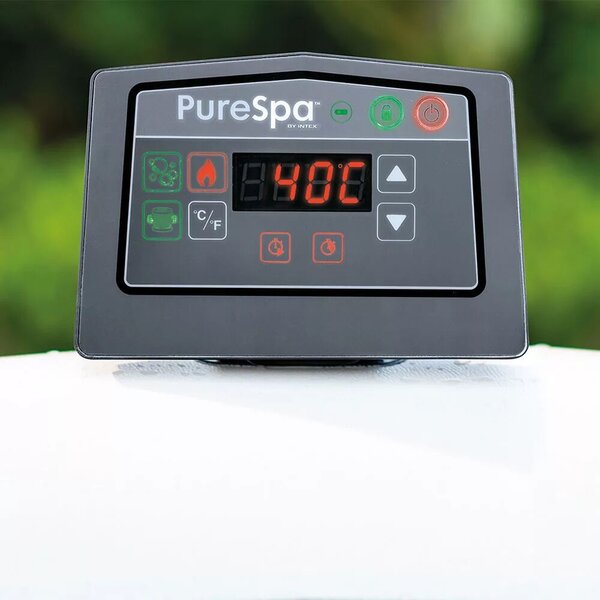 INTEX PureSPA Greywood Deluxe jacuzzi, 4 személyes, kerek, D196 x 71 cm, szürke / fehér (28440)