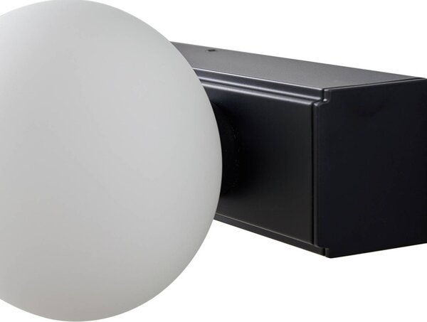 Lucande Myrra LED fürdőszoba fali lámpa, fekete, üveg, 60 cm, IP44, Fekete, Fürdőszoba, Alumínium, Modern