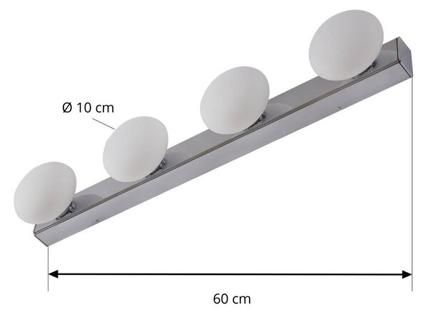 Lucande LED fürdőszoba fali lámpa Myrra, króm, üveg, 60 cm, IP44, Króm / ezüst, Fürdőszoba, Alumínium, Modern