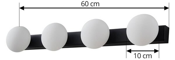 Lucande Myrra LED fürdőszoba fali lámpa, fekete, üveg, 60 cm, IP44, Fekete, Fürdőszoba, Alumínium, Modern