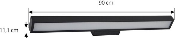 Lucande LED tükörvilágítás Zafira, fekete, alumínium, 90 cm, IP44, Fekete, Fürdőszoba, Alumínium, Modern