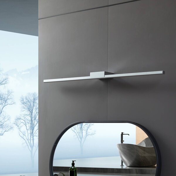 Lucande LED-es tükörlámpa Kivana, króm, fém, 90 cm, IP44, Króm / ezüst, Fürdőszoba, Alumínium, Modern