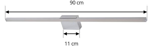 Lucande LED-es tükörlámpa Kivana, króm, fém, 90 cm, IP44, Króm / ezüst, Fürdőszoba, Alumínium, Modern