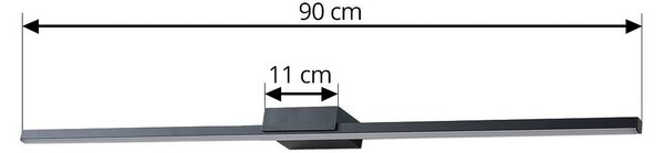 Lucande LED-es tükörlámpa Kivana, fekete, fém, 90cm, IP44, Fekete, Fürdőszoba, Alumínium, Modern
