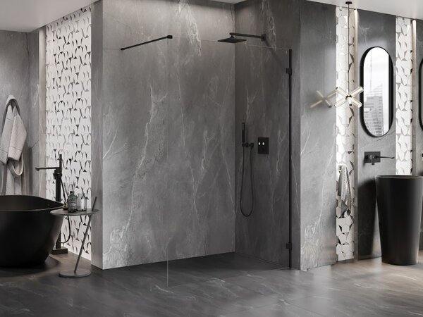 Mexen Lunar zuhanyparaván jobb oldali 50 x 200 cm, 8 mm átlátszó üveg, fekete matt, 830-050-000-70-00-P