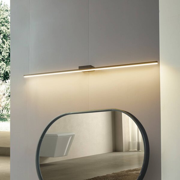 Lucande LED tükörlámpa Kivana, fekete, fém, 120cm IP44, Fekete, Fürdőszoba, Alumínium, Modern