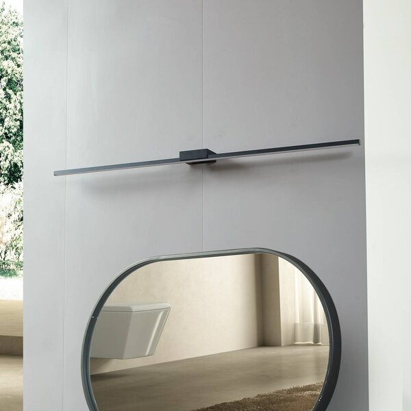 Lucande LED tükörlámpa Kivana, fekete, fém, 120cm IP44, Fekete, Fürdőszoba, Alumínium, Modern